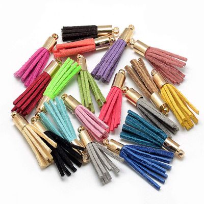 Egurs Mixed-Color Faux Suede Tassels with Caps for Jewelry Making, Keychains, Phone Charms, DIY Earrings and Necklace Charms, 88 mm, 30 Pieces