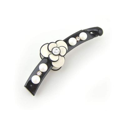 Meilliwish Elegant Flower Wedding Banana Hair Clip for Women and Girls (H81) (White)