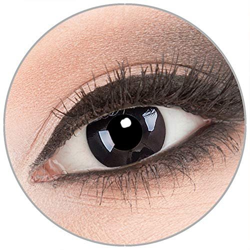 Evil Lens BlackOut Colored Contact Lenses, 1 Pair, Black, Prescription -6.00, with Case