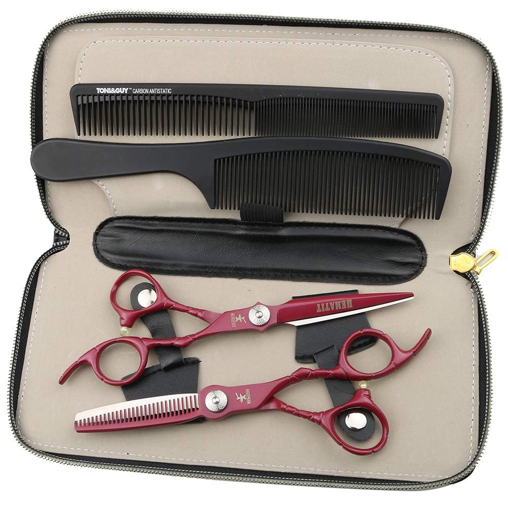 FOMALHAUT Hairdressing Scissors Set, 17.5 cm, Japanese 440C Steel, Red