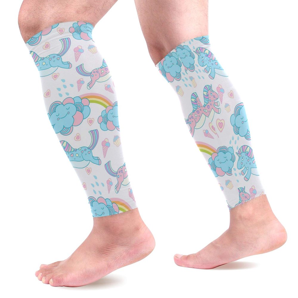 EZIOLY Unicorn Rainbow Calf Compression Sleeves
