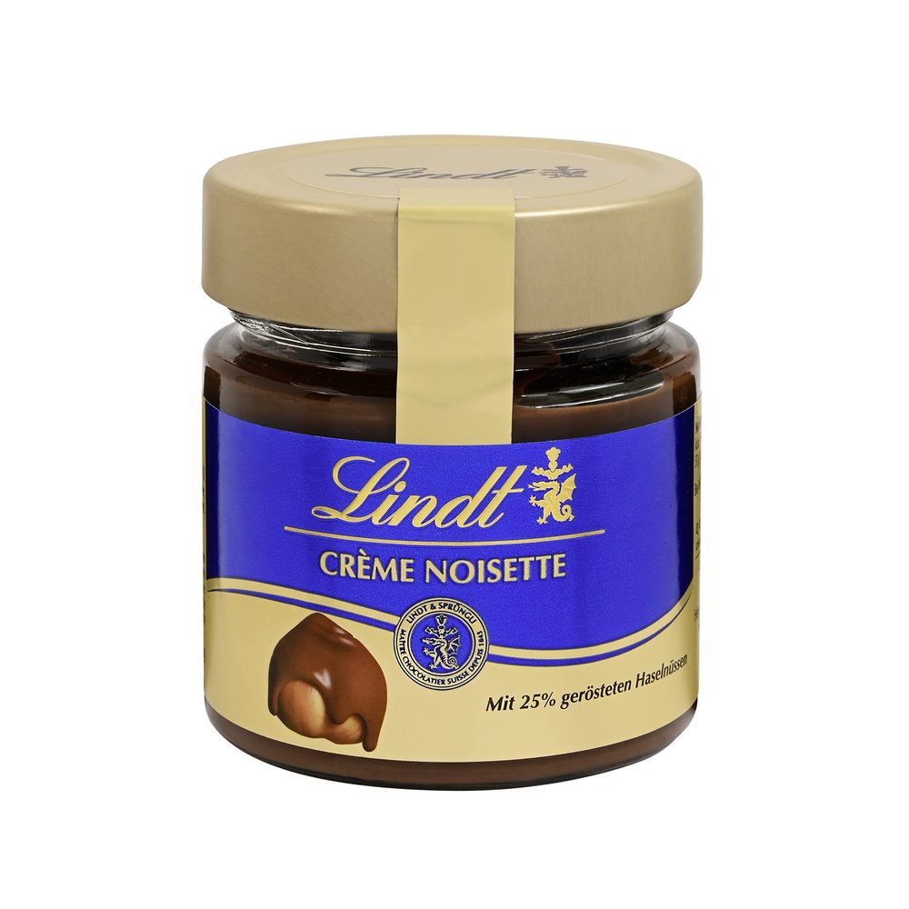 Lindt & Sprüngli Crème Noisette Hazelnut Chocolate Spread, 25% Hazelnuts, Gluten-Free, 4-Pack (4 x 220 g)