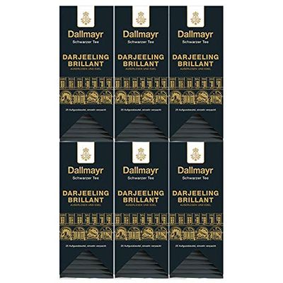 Dallmayr Darjeeling Brilliant Black Tea Infusion Bags, 25 Bags, 6-Pack (6 x 50 g)