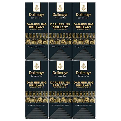 Dallmayr Darjeeling Brilliant Black Tea Infusion Bags, 25 Bags, 6-Pack (6 x 50 g)