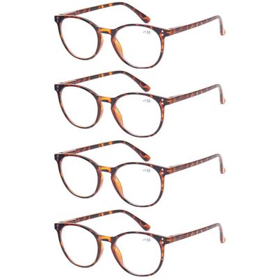 Retro Round Reading Glasses for Men and Women, 4-Pack