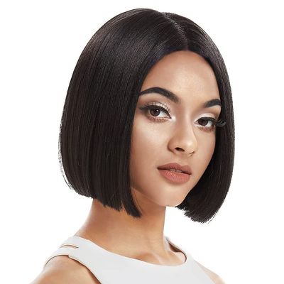 NOBLE Black Bob Wig for Women, Short Straight T-Part HD Lace Front, 150% Density, Heat-Resistant Synthetic Hair