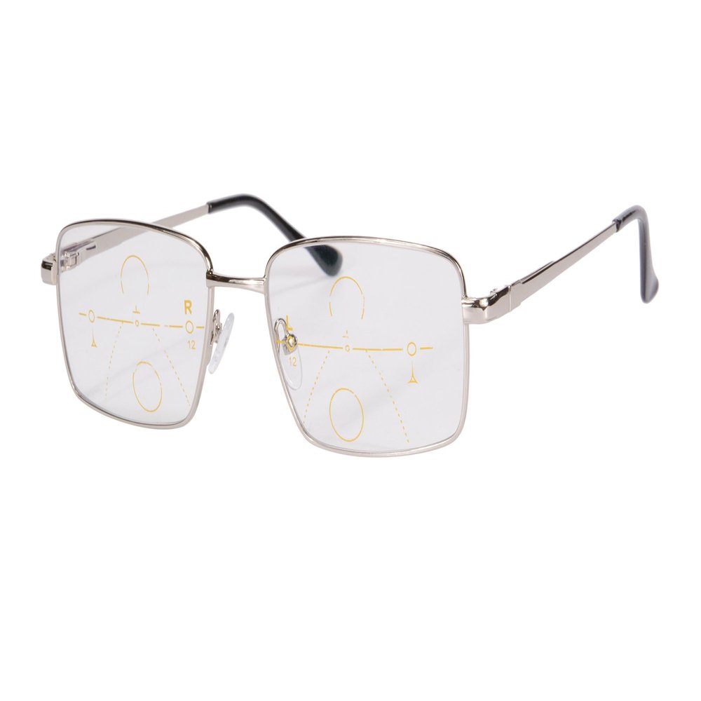 MEDOLONG Men's Anti-Blue-Light Progressive Multifocal Reading Glasses, Metal Frame, RG30