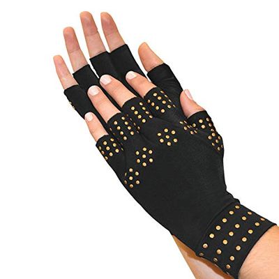 Magnetic Compression Gloves, Fingerless, 1 Pair Black