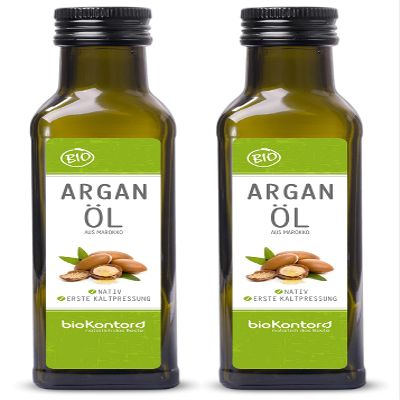 bioKontor Organic Argan Oil 500 ml (2 x 250 ml), Cold-Pressed & Virgin