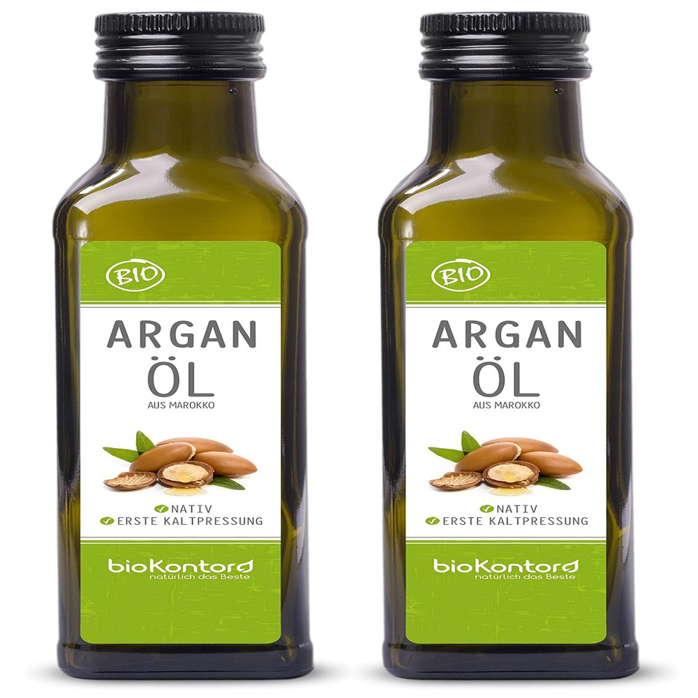 bioKontor Organic Argan Oil 500 ml (2 x 250 ml), Cold-Pressed & Virgin