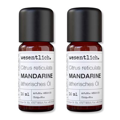 wesentlich. Mandarin Essential Oil - 100% Pure, Glass Bottle (2 x 10 ml)