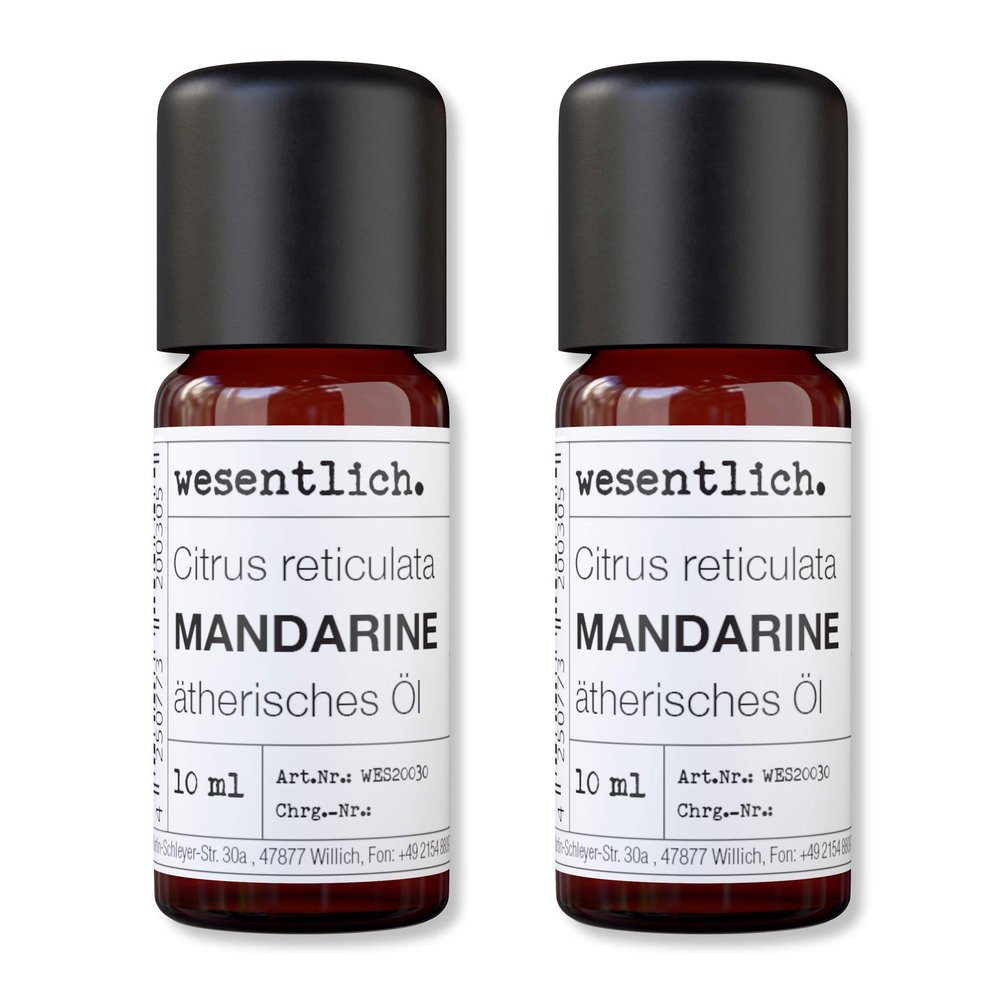 wesentlich. Mandarin Essential Oil - 100% Pure, Glass Bottle (2 x 10 ml)