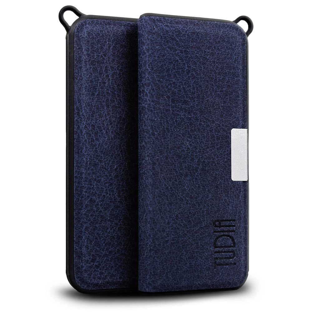 TUDIA Leather Magnetic Ultra-Slim Protective Case for KardiaMobile ECG Heart Monitor, Blue