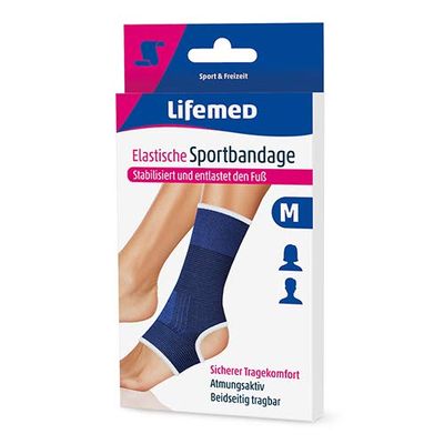 Lifemed Elastic Sports Ankle Support, Blue, Size L, 3-Pack