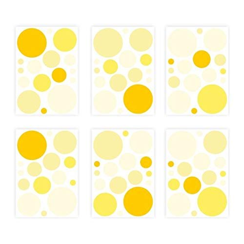 136 Wall Tattoo Dot Set, Yellow/Light Yellow - 96 Pieces - Baby and Kids’ Room Stickers