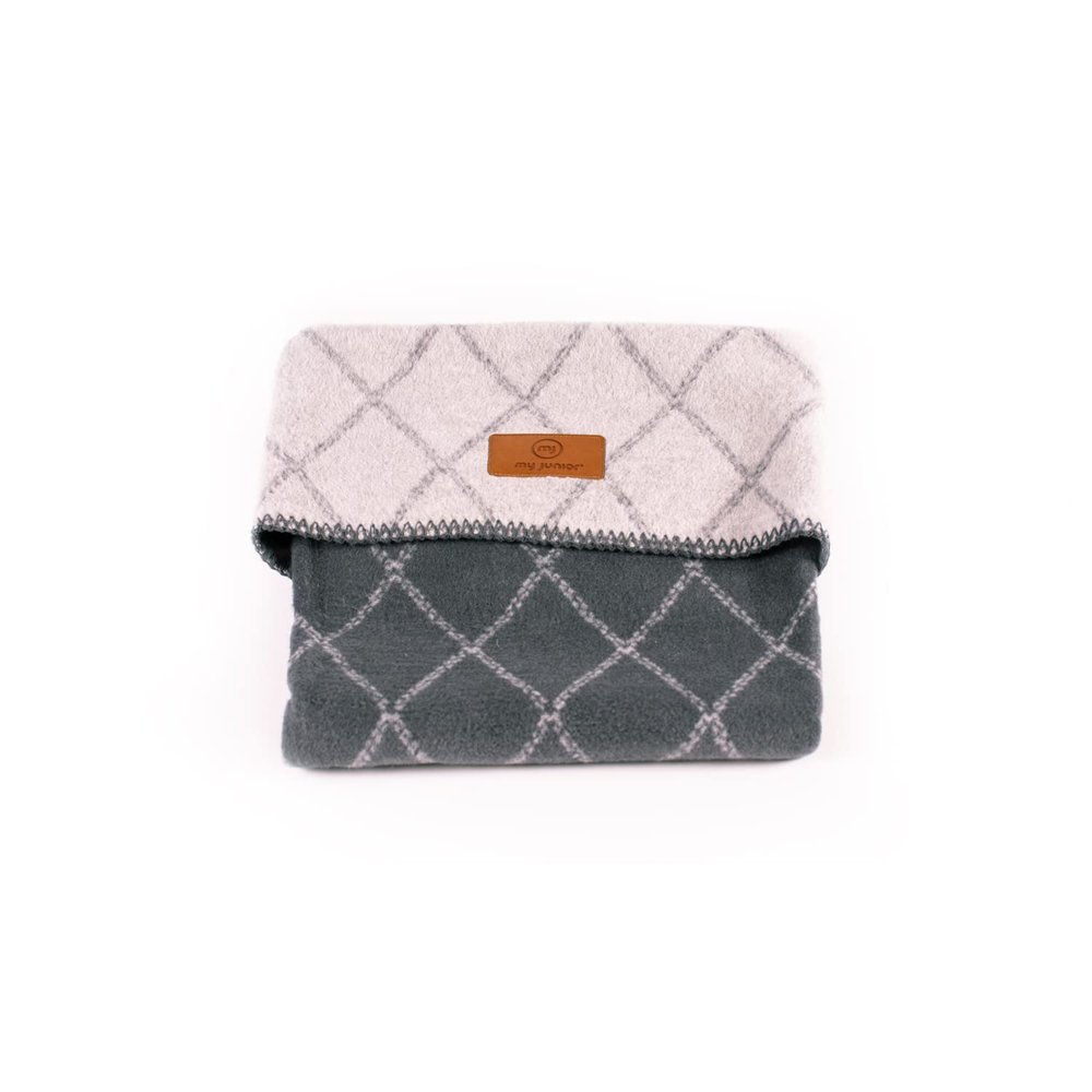 My Junior Baby Blanket Graphite Grid Grey