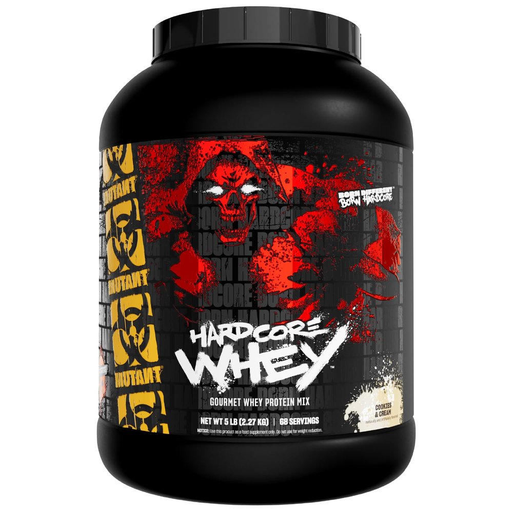 MUTANT Hardcore Whey | 100% Pure Whey Protein | 24 g Protein | Whey Protein Isolate + Hydrolysate | 70 Servings | 5 lb | Cookies & Cream