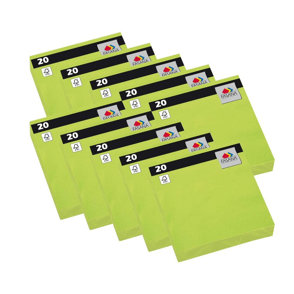 Fasana 221388 Lime Green, 200 3-Ply Napkins, 33 x 33 cm, 1/4 Fold