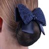 QHP Lace Hairnet Hair Clip, Fine-Mesh Net with Satin and Lace Double Bow (Navy) view 2