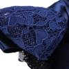 QHP Lace Hairnet Hair Clip, Fine-Mesh Net with Satin and Lace Double Bow (Navy) view 3