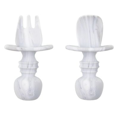 Bumkins Chewtensils Silicone Spoon and Fork - Marble