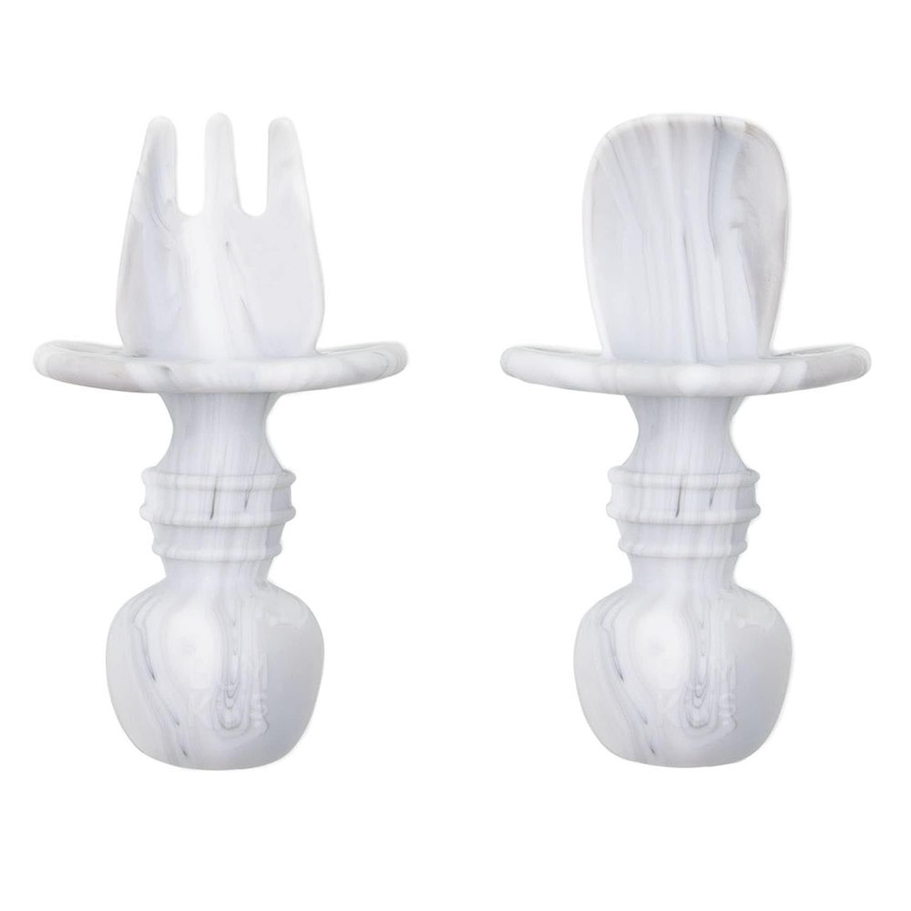Bumkins Chewtensils Silicone Spoon and Fork - Marble