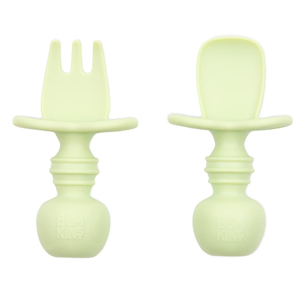 Bumkins Chewtensils Silicone Spoon and Fork Set - Sage