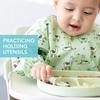 Bumkins Chewtensils Silicone Spoon and Fork Set - Sage view 2