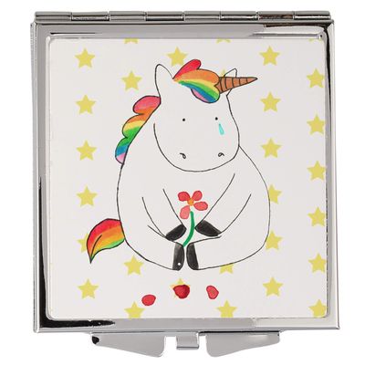 Mr. & Mrs. Panda Square Handbag Mirror, Sad Unicorn – Glitter, Makeup, Silver