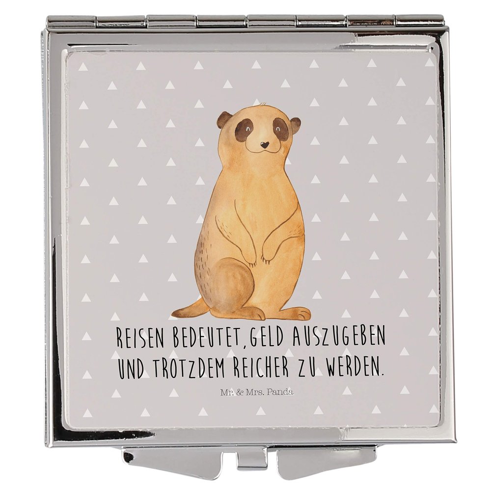 Mr. & Mrs. Panda Square Pocket Mirror, Meerkat, Silver