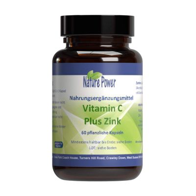 Vitamin C + Zinc | 545 mg Vitamin C and 10 mg Zinc | 100% Pure | Vegan and GMO-Free