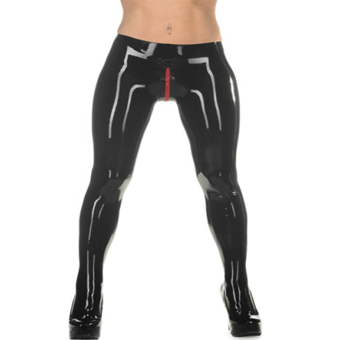 Latex Rubber Pants with Crotch Zipper, 0.6 mm, Red (XS)