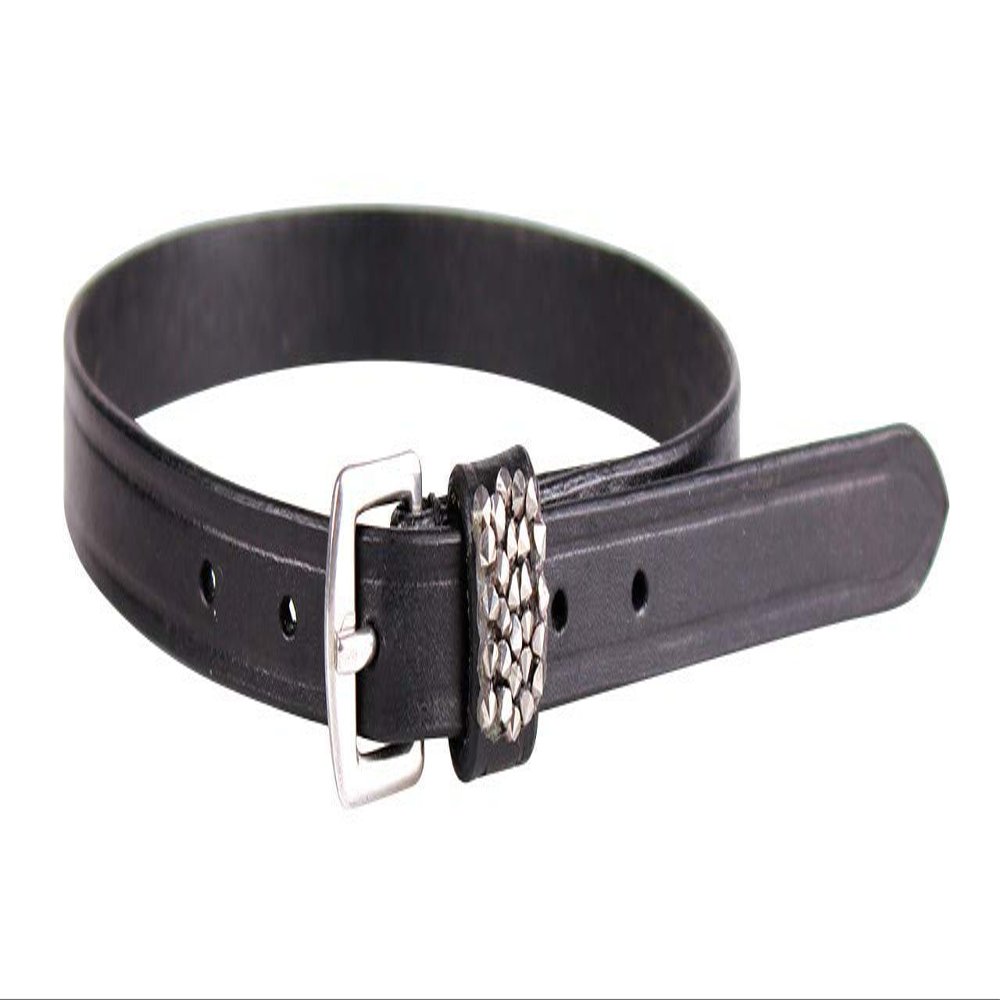 ARBO-INOX Leather Spur Straps with Rhinestones, Black or Cognac, Alcantara Loop