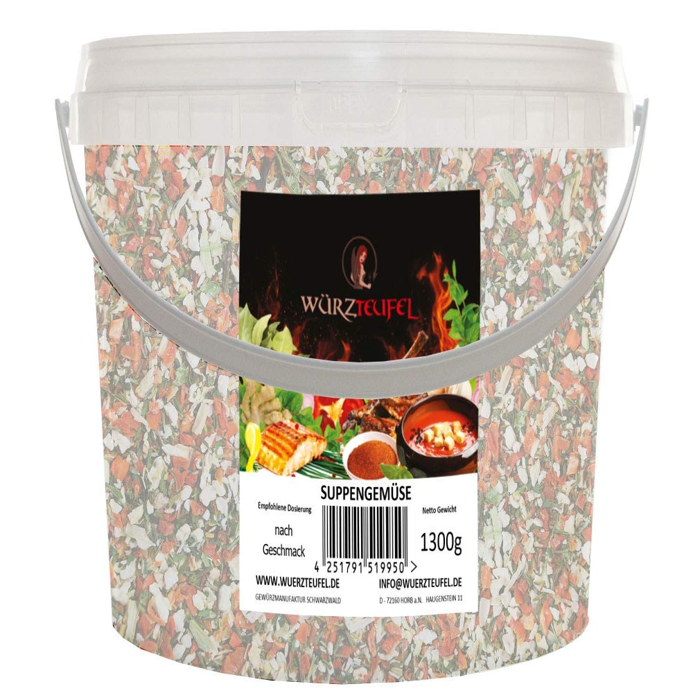 Dried Soup Vegetables, Cut 6 x 6 mm (Rehydrated), EU Product, 1,300 g PE Bucket