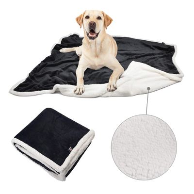 Pawsee Black Fleece Pet Blanket, Fluffy Washable Sherpa Plush