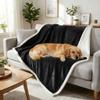 Pawsee Black Fleece Pet Blanket, Fluffy Washable Sherpa Plush view 2