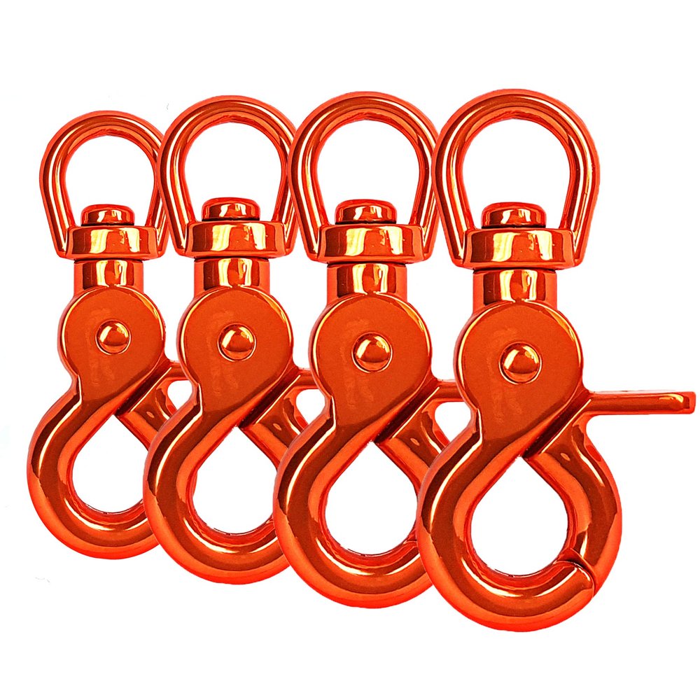 Ganzoo Scissor Snap Hook with Swivel Joint, Steel Triggerhead for Dog Leash & Paracord 550, Orange, 60 mm, Set of 4