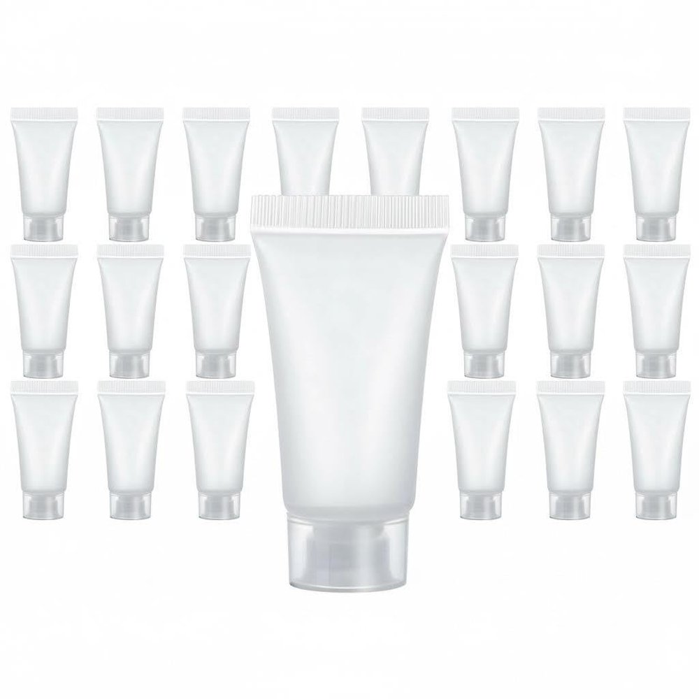 24 Empty Refillable Transparent Plastic Bottles with Flip-Top Caps, 5 mL