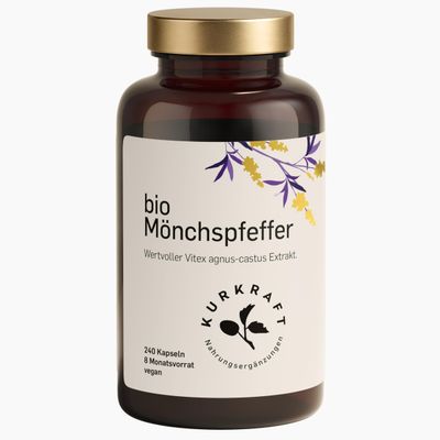 KURKRAFT BIO Chasteberry Capsules, High-Dose (4:1 Extract) – Extra-Small Capsules, Organic Vitex agnus-castus, Made in Germany