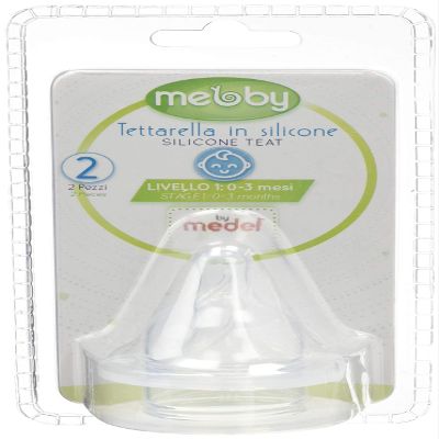 Mebby Silicone Bottle Nipples, Level 1, 2-Pack