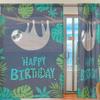 Happy Birthday Card with Cute Sloth Sheer Window Curtains, 84 Inches Long, Set of 2 Panels view 2