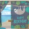 Happy Birthday Card with Cute Sloth Sheer Window Curtains, 84 Inches Long, Set of 2 Panels view 3