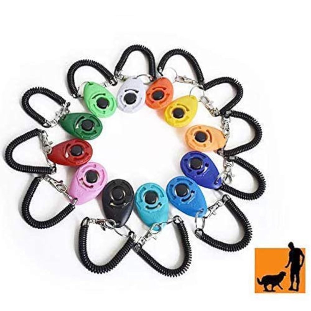 Rocutus 12-Pack Colorful Pet Training Clickers, Oval, with Wrist Straps