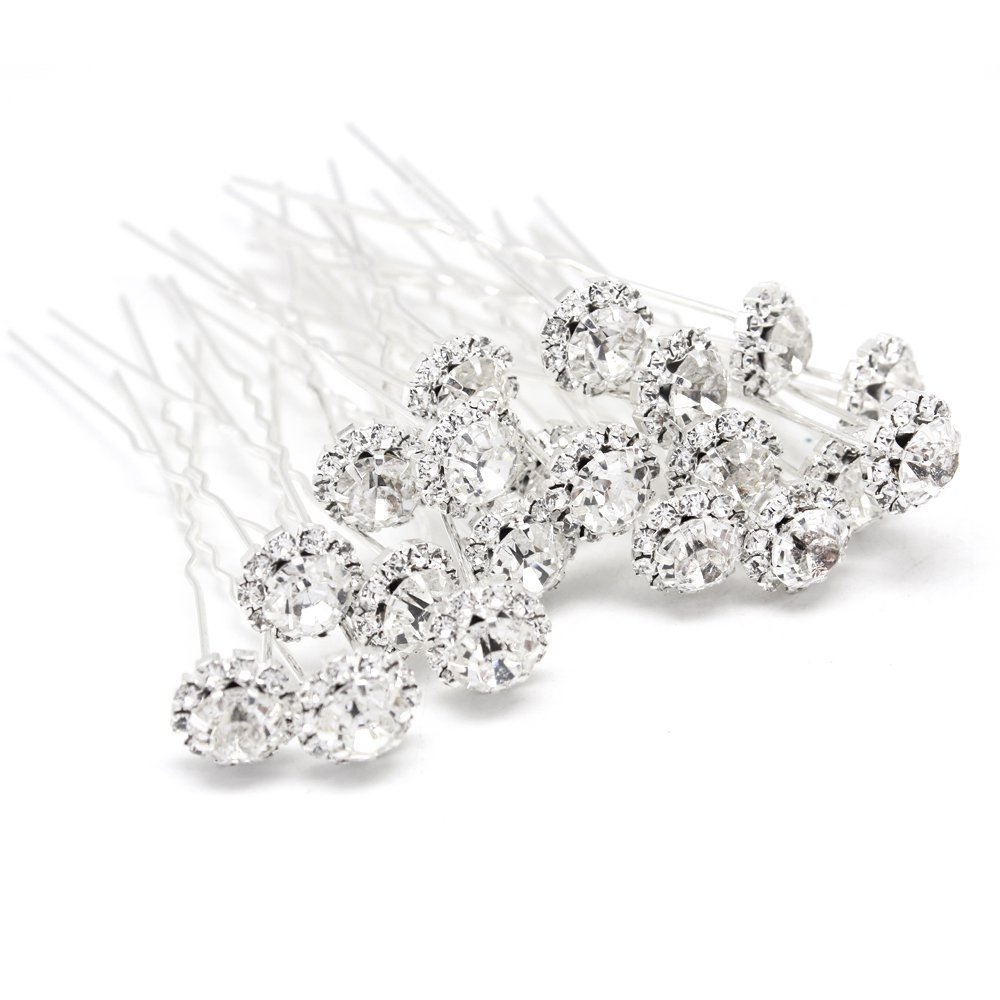 Trimming Shop Crystal Flower Hairpins, 40 Pieces
