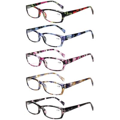 Kerecsen 5-Pack Reading Glasses for Women, Spring-Hinge Frames, 5 Colors, +2.25 Magnification