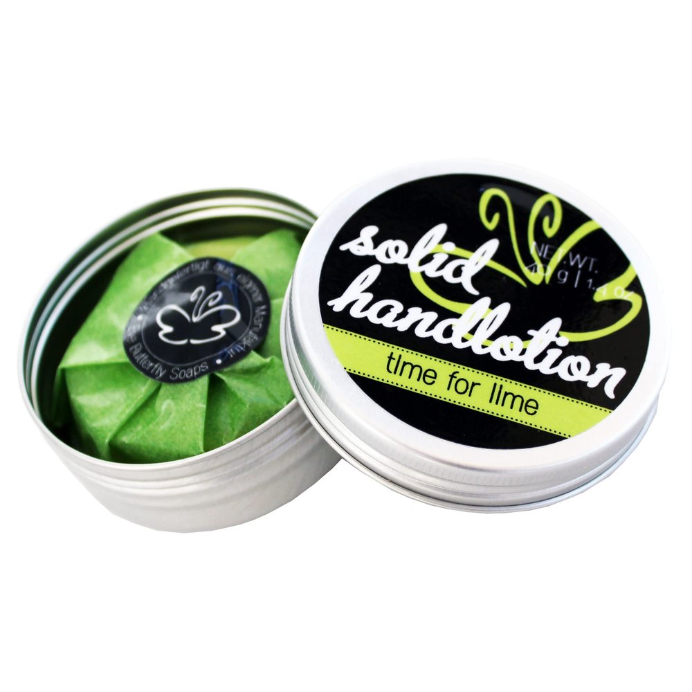 Solid Hand Lotion “Handzahm – Time for Lime” – Vegan Lime & Lemongrass Lotion Bar