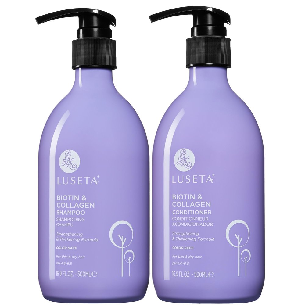 LUSETA Anti-Hair Loss Shampoo and Conditioner with Biotin and Collagen, 2 x 500 mL