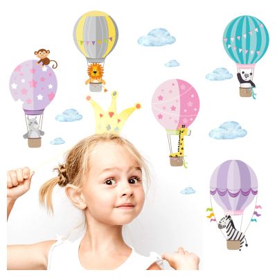 Little Deco Hot Air Balloons with Animals, Pink, Green, Purple DL214-2