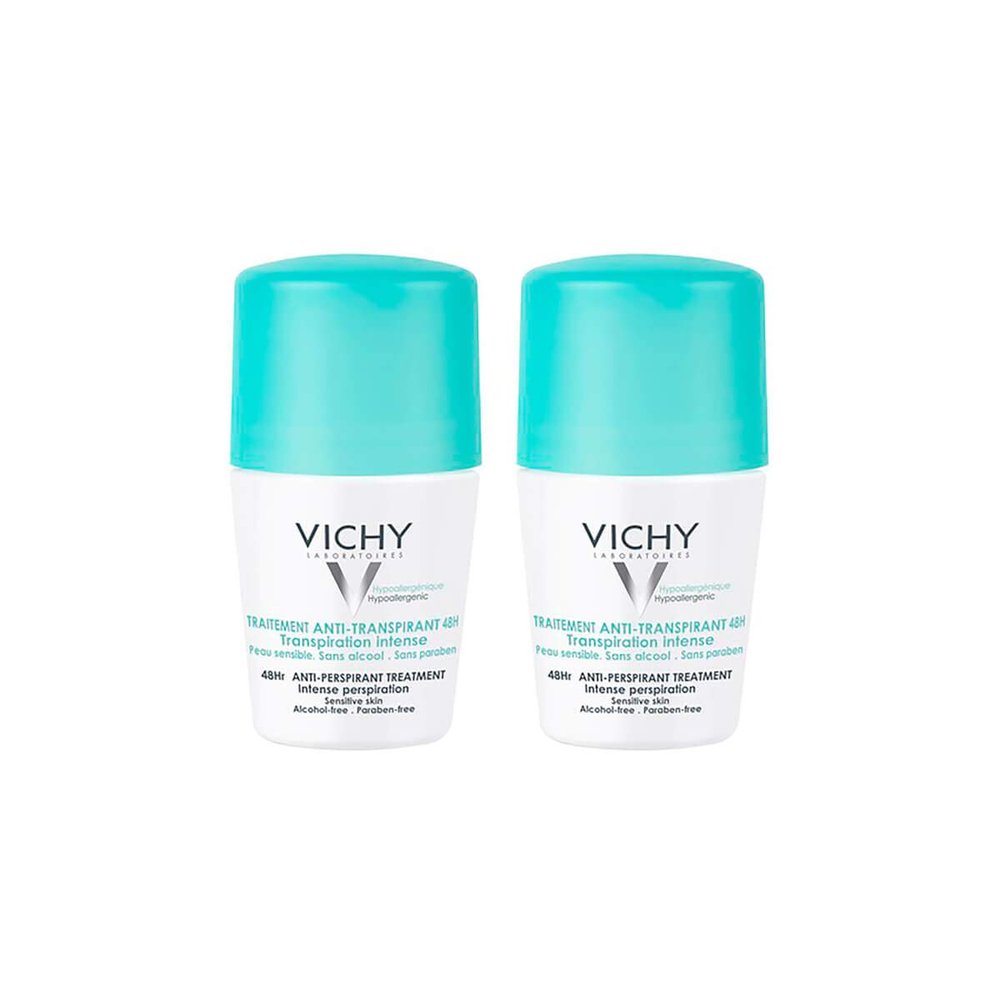 Vichy Deodorant Roll-On for Intense Sweating, 2 x 50 ml