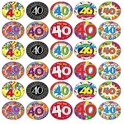 40th Birthday Edible Cupcake Toppers, Wafer Paper, Fairy Design, 30-Pack